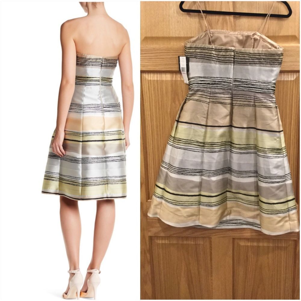 Carmen Marc Valvo Pleat Cocktail Dress - Picture 2 of 12